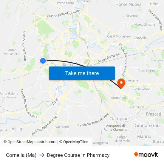 Cornelia (MA) to Pharmacy Degree Course map