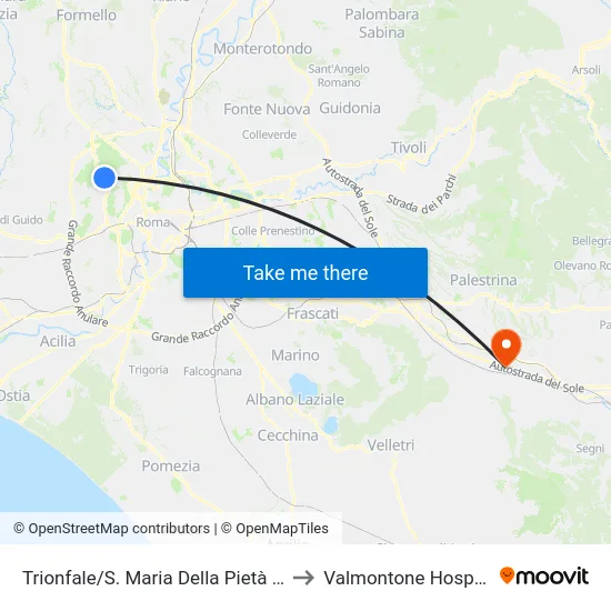 Trionfale/S. Maria Della Pietà (H) to Valmontone Hospital map