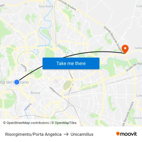 Risorgimento/Porta Angelica to Unicamillus map