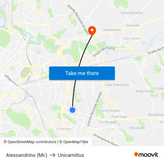 Alessandrino (Mc) to Unicamillus map