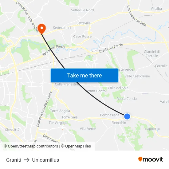 Graniti to Unicamillus map