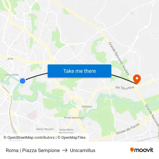 Roma | Piazza Sempione to Unicamillus map