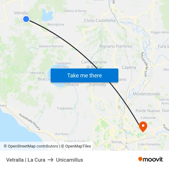 Vetralla | La Cura to Unicamillus map