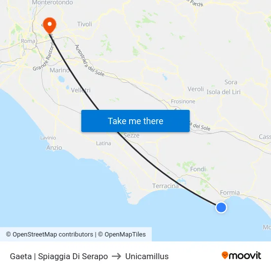Gaeta | Spiaggia Di Serapo to Unicamillus map