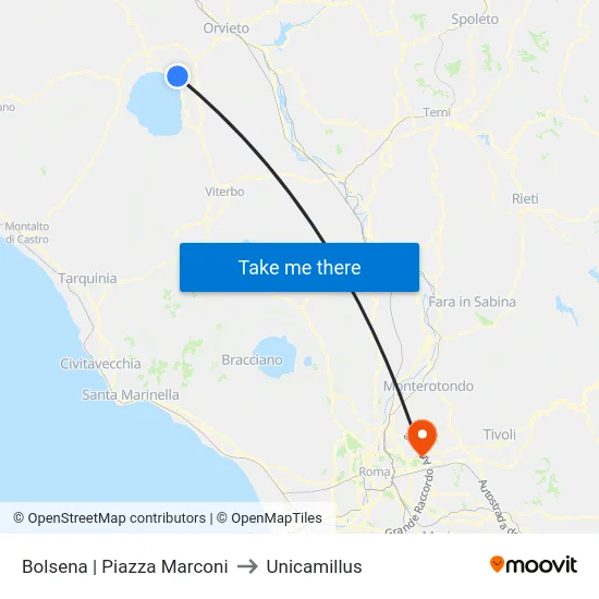 Bolsena | Piazza Marconi to Unicamillus map