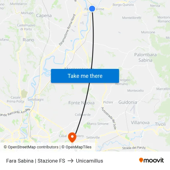 Fara Sabina | Railway Station to Unicamillus map