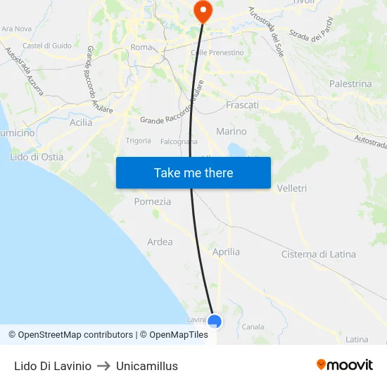 Lido Di Lavinio to Unicamillus map