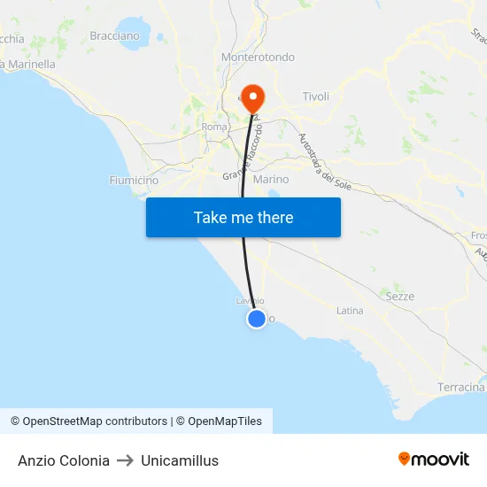 Anzio Colonia to Unicamillus map