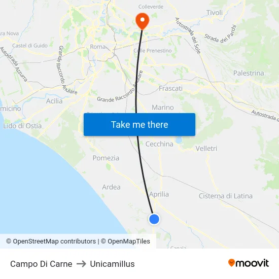 Campo Di Carne to Unicamillus map