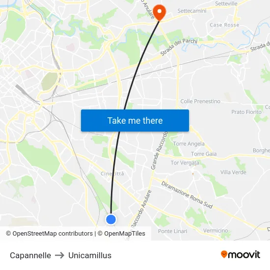 Capannelle to Unicamillus map