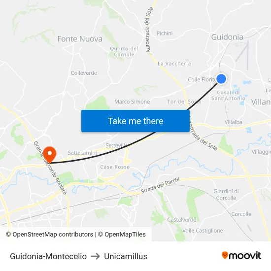 Guidonia-Montecelio to Unicamillus map