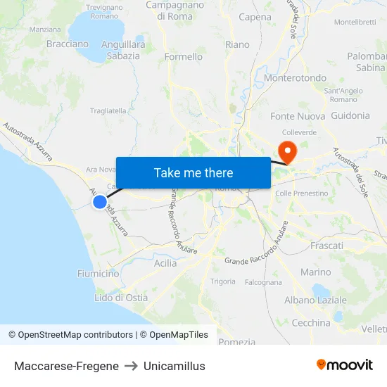 Maccarese-Fregene to Unicamillus map