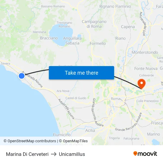 Marina Di Cerveteri to Unicamillus map