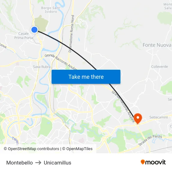 Montebello to Unicamillus map