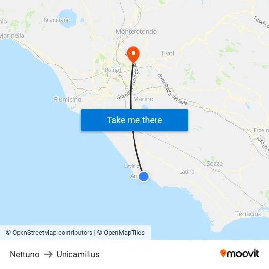 Nettuno to Unicamillus map