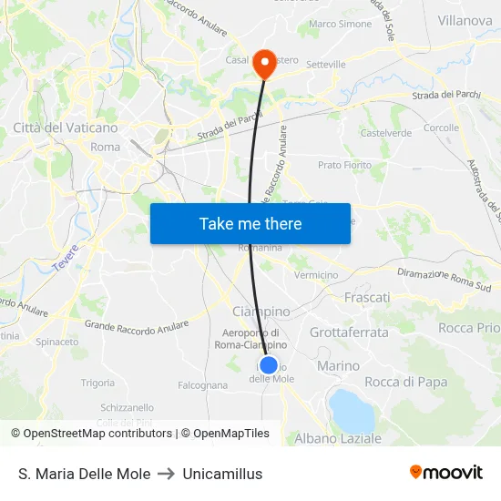 Santa Maria Delle Mole to Unicamillus map