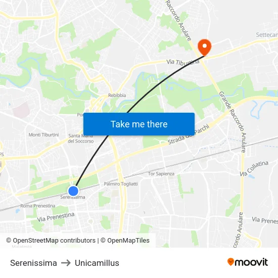 Serenissima to Unicamillus map