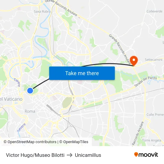 Victor Hugo/Museo Bilotti to Unicamillus map