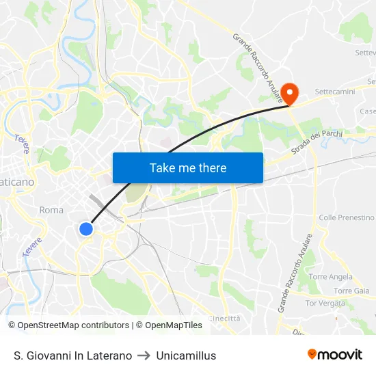 S. Giovanni In Laterano to Unicamillus map