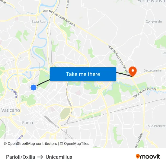 Parioli/Oxilia to Unicamillus map