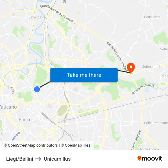 Liegi/Bellini to Unicamillus map