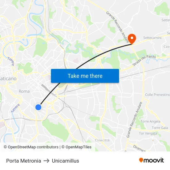 Porta Metronia to Unicamillus map