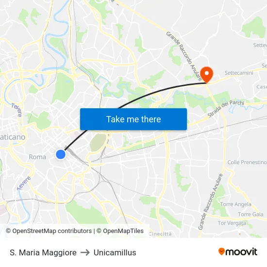 S. Maria Maggiore to Unicamillus map