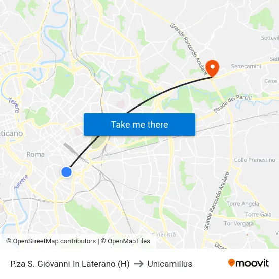 P.za S. Giovanni In Laterano (H) to Unicamillus map