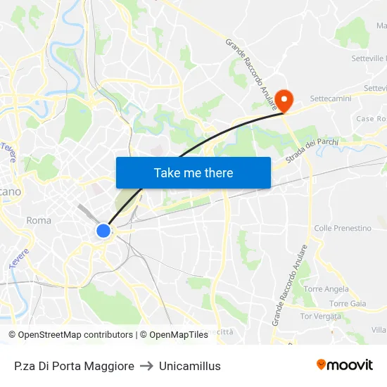 Piazza Di Porta Maggiore to Unicamillus map