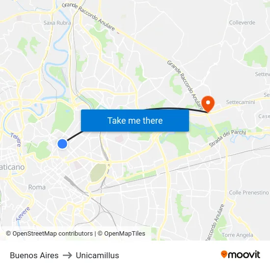 Buenos Aires to Unicamillus map