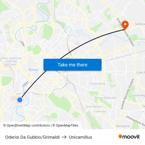 Oderisi Da Gubbio/Grimaldi to Unicamillus map