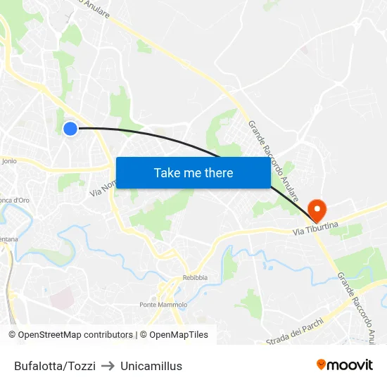Bufalotta/Tozzi to Unicamillus map