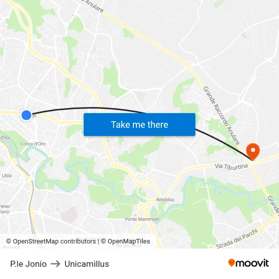 Jonio Square to Unicamillus map