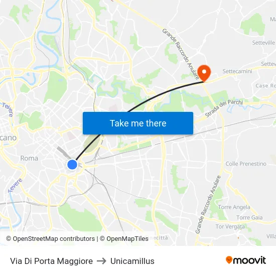 Via Di Porta Maggiore to Unicamillus map
