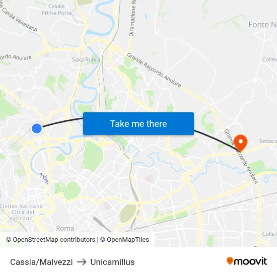 Cassia/Malvezzi to Unicamillus map