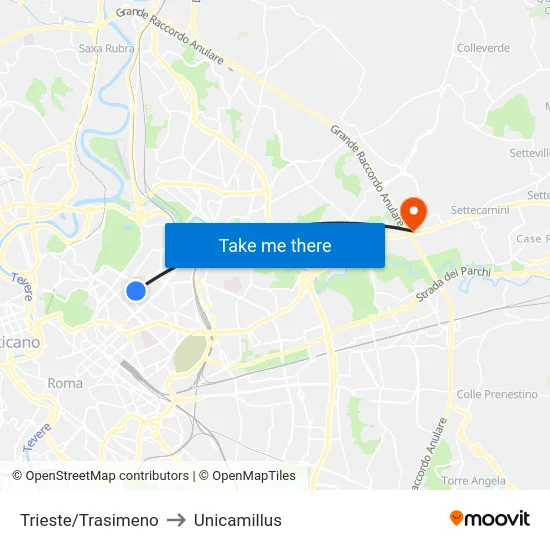 Trieste/Trasimeno to Unicamillus map