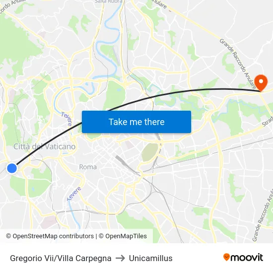 Gregorio Vii/Villa Carpegna to Unicamillus map