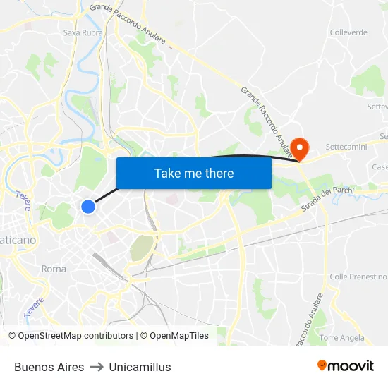 Buenos Aires to Unicamillus map