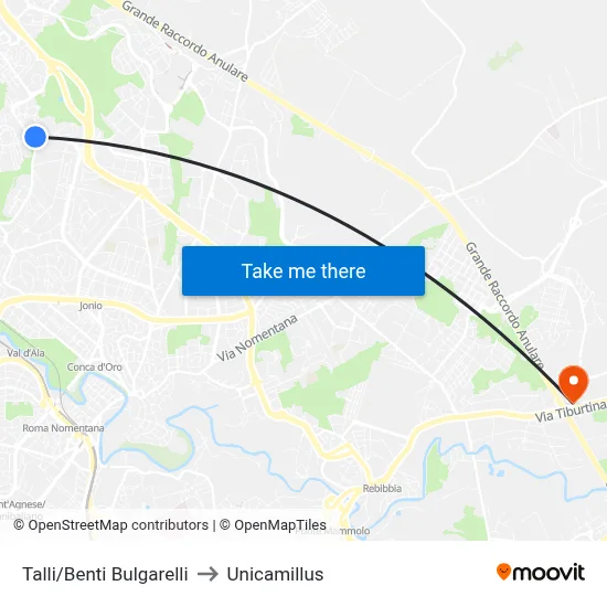 Talli/Benti Bulgarelli to Unicamillus map