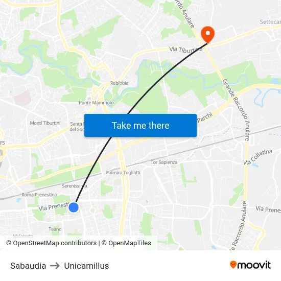 Sabaudia to Unicamillus map