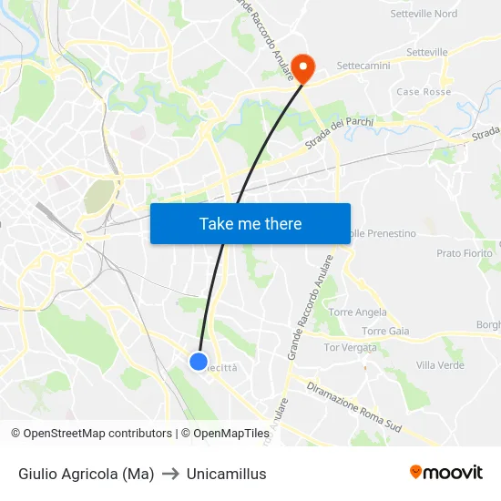 Giulio Agricola (Ma) to Unicamillus map