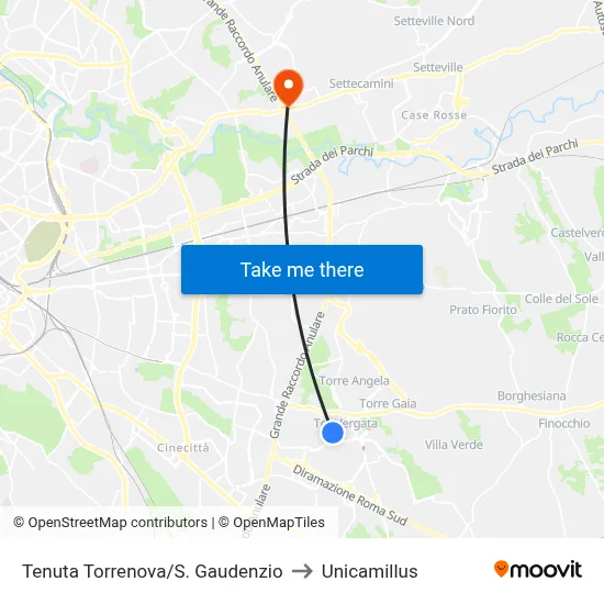 Torrenova Estate/St. Gaudenzio to Unicamillus map