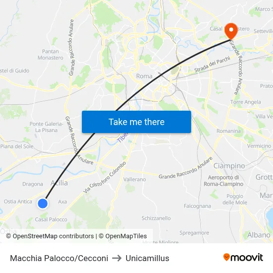Macchia Palocco/Cecconi to Unicamillus map