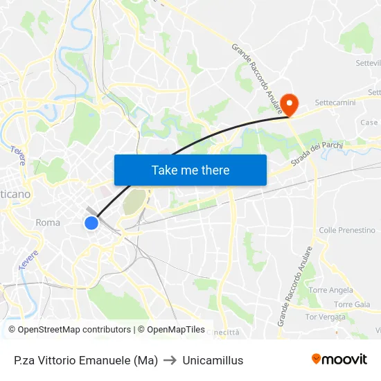P.za Vittorio Emanuele (Ma) to Unicamillus map