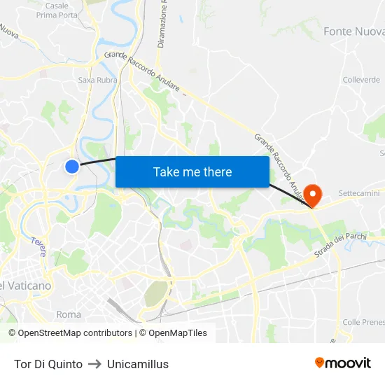 Tor Di Quinto to Unicamillus map