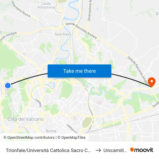 Trionfale/Catholic University of Sacred Heart to Unicamillus map