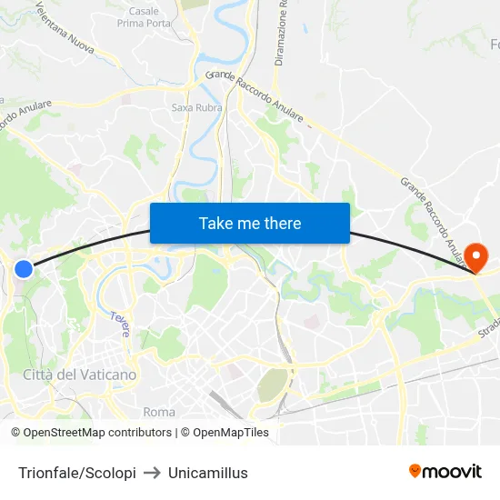 Trionfale/Scolopi to Unicamillus map
