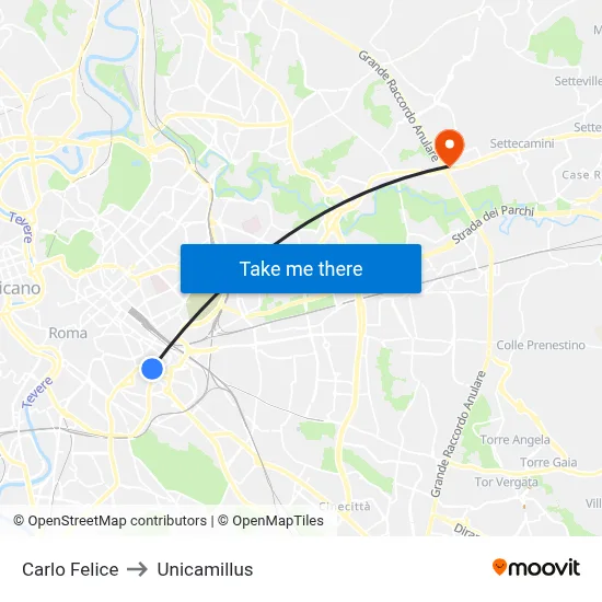 Carlo Felice to Unicamillus map