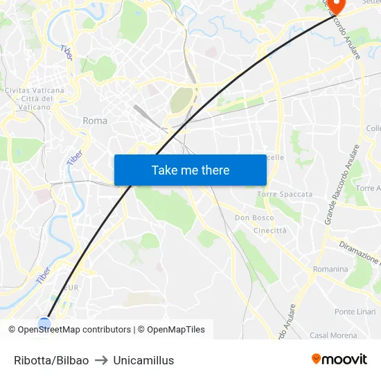 Ribotta/Bilbao to Unicamillus map