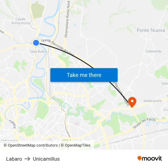 Labaro to Unicamillus map